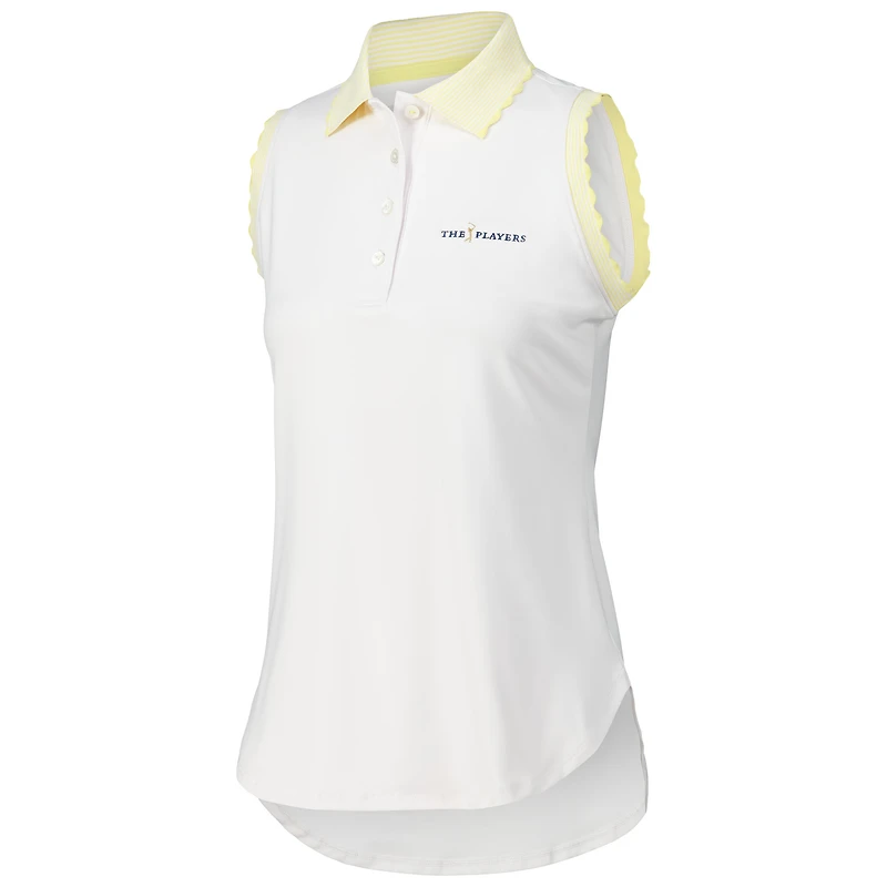 Polo Peter Millar blanc en jersey extensible sans manches THE PLAYERS Opal pour femme