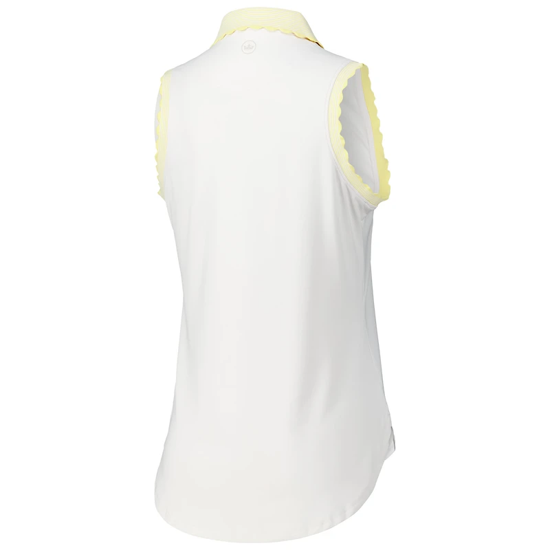 Polo Peter Millar blanc en jersey extensible sans manches THE PLAYERS Opal pour femme