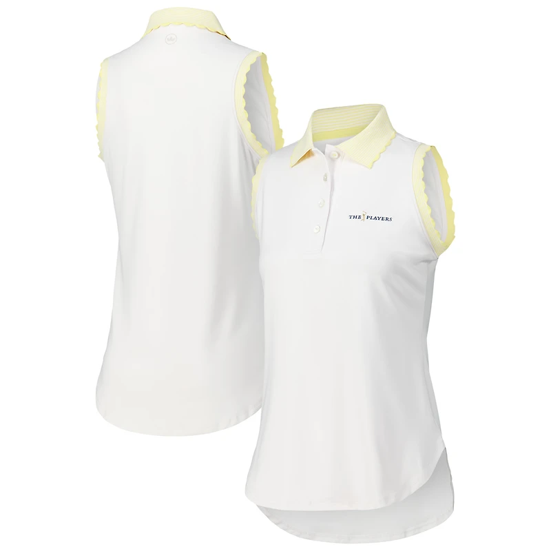 Polo Peter Millar blanc en jersey extensible sans manches THE PLAYERS Opal pour femme