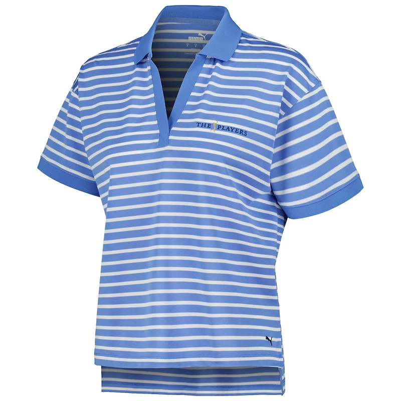 Women's Puma Blue/White THE PLAYERS Everyday Stripe Pique dryCELL Polo