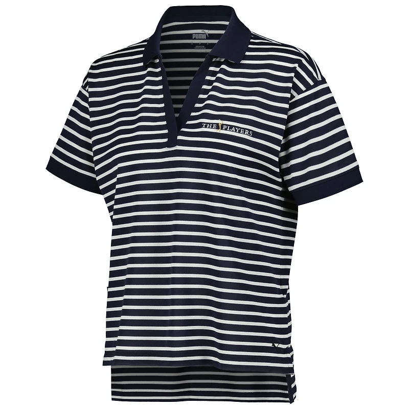 Haut Puma dryCELL THE PLAYERS Everyday Stripe Pique pour femme, bleu marine/blanc