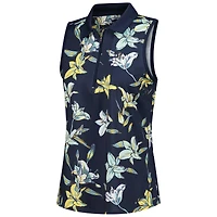 Women's Puma Navy THE PLAYERS Lily Floral MATTR Half-Zip Sleeveless Polo