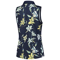 Women's Puma Navy THE PLAYERS Lily Floral MATTR Half-Zip Sleeveless Polo