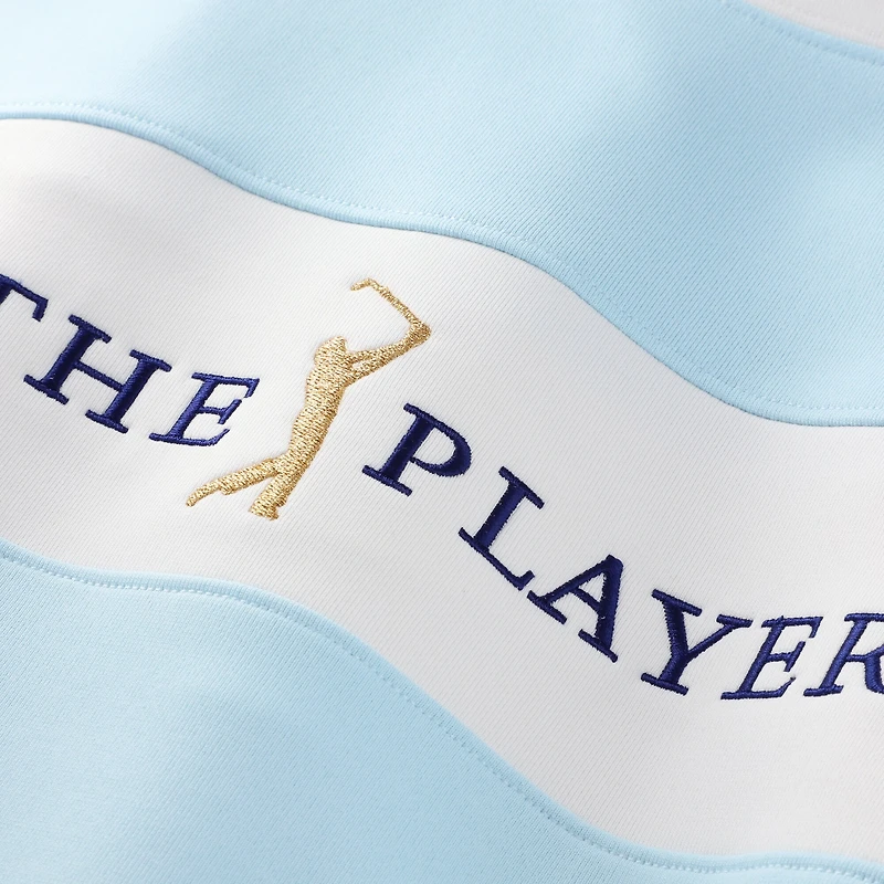 Women's Smith & Quinn Light Blue/White THE PLAYERS Peggy Stripe Crewneck Sweatshirt