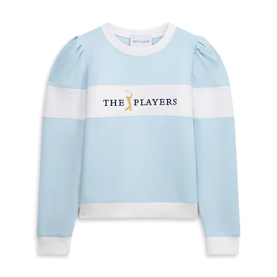 Women's Smith & Quinn  Light Blue/White THE PLAYERS Peggy Stripe Crewneck Sweatshirt