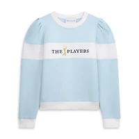 Women's Smith & Quinn  Light Blue/White THE PLAYERS Peggy Stripe Crewneck Sweatshirt