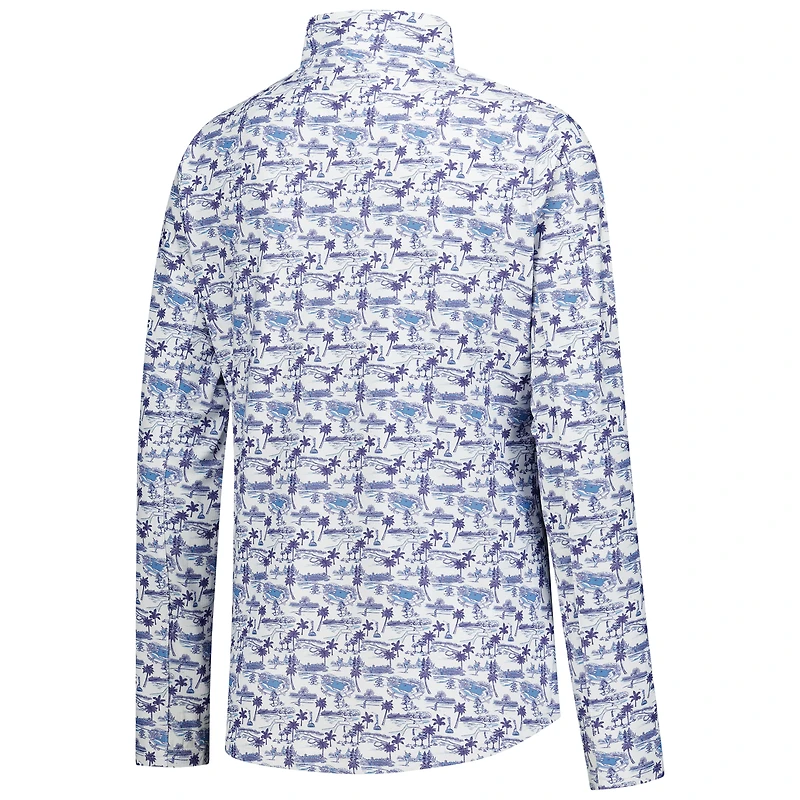 Women's Smith & Quinn White THE PLAYERS Island Oasis Micro Print Ava Quarter-Zip Pullover