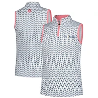 Polo sans manches à fermeture éclair quart de tour blanc FootJoy pour jeunes THE PLAYERS