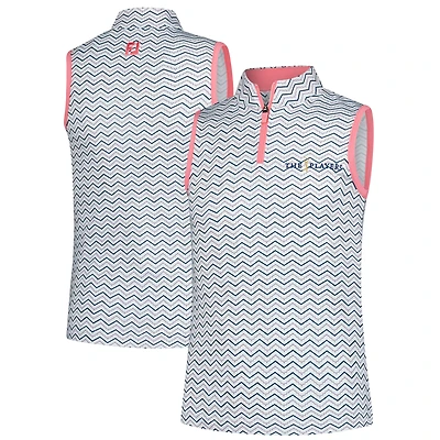 Polo sans manches à fermeture éclair quart de tour blanc FootJoy pour jeunes THE PLAYERS