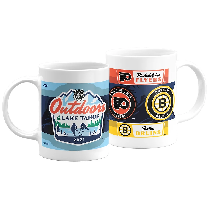 The Sports Vault Boston Bruins vs Philadelphia Flyers 2021 NHL Outdoors at Lake Tahoe - 11oz. Ensemble de tasse à café