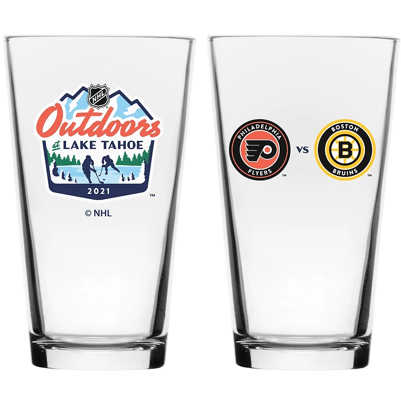 The Sports Vault Bruins de Boston vs Flyers de Philadelphie 2021 NHL Outdoors at Lake Tahoe - 16oz. Ensemble de verres à mélange