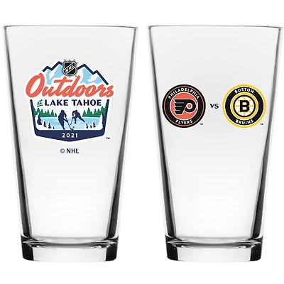 The Sports Vault Bruins de Boston vs Flyers de Philadelphie 2021 NHL Outdoors at Lake Tahoe - 16oz. Ensemble de verres à mélange