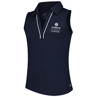 Girls' Youth Puma  Navy The Zurich Classic CLOUDSPUN Piped V-Neck Sleeveless Polo