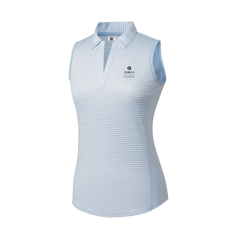 Women's FootJoy  Light Blue The Zurich Classic Striped Sleeveless Polo
