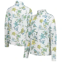Women's Puma  White The Zurich Classic You-V Lily Floral Raglan Quarter-Zip Pullover