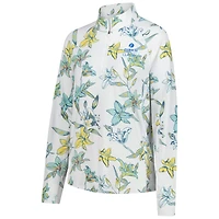 Women's Puma  White The Zurich Classic You-V Lily Floral Raglan Quarter-Zip Pullover