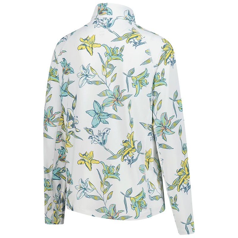 Women's Puma  White The Zurich Classic You-V Lily Floral Raglan Quarter-Zip Pullover