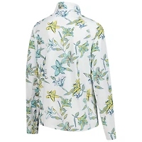 Women's Puma  White The Zurich Classic You-V Lily Floral Raglan Quarter-Zip Pullover