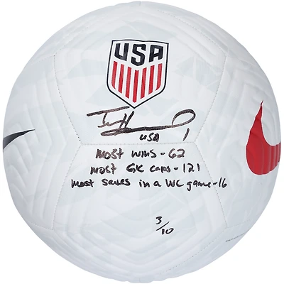 Ballon de football Nike autographié par Tim Howard USMNT avec logo et inscriptions multiples - Édition limitée à 10 exemplaires