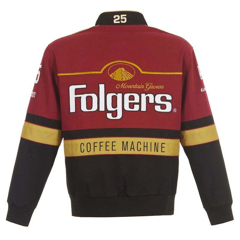 Men's JH Design Maroon/Black Tim Richmond Folgers Twill Uniform Full-Snap Jacket