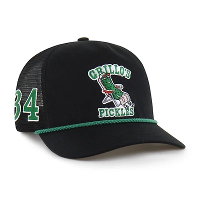 Casquette trucker Todd Gilliland noire pour homme, modèle 47, avec patch latéral et corde d'attelage, ajustable.