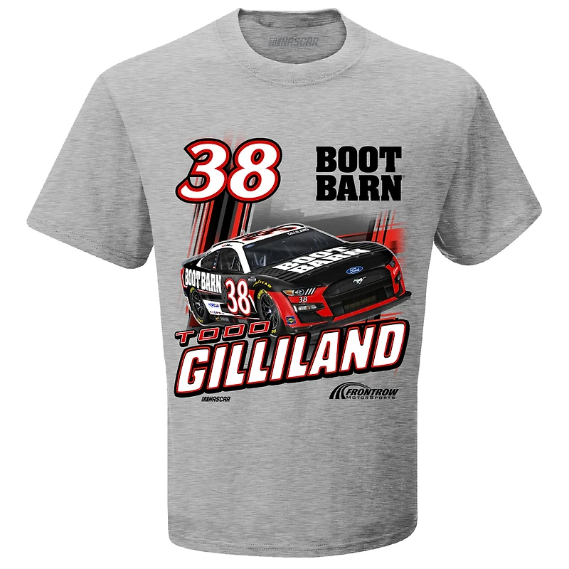Men's Checkered Flag Heathered Gray Todd Gilliland Boot Barn 1-Spot Car T-Shirt