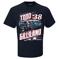 Men's Checkered Flag Sports Navy Todd Gilliland Quincy Compressors Patriotic Car T-Shirt