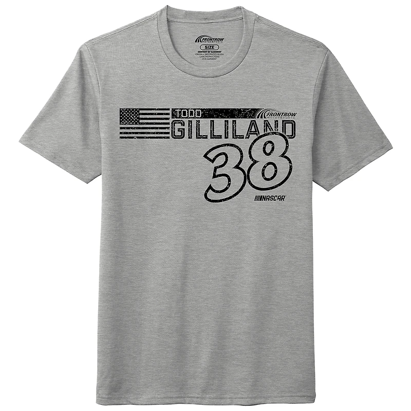 T-shirt triple mélange drapeau Todd Gilliland gris chiné pour hommes