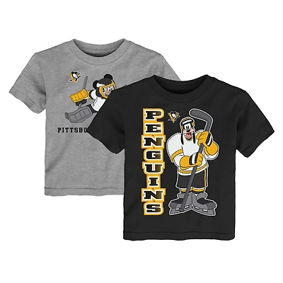 Toddler Black/Heather Gray Pittsburgh Penguins Two-Pack Disney Offense Only T-Shirt Set
