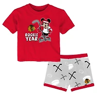 Ensemble t-shirt et short Disney Rookie Year des Blackhawks de Chicago pour tout-petit