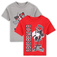 Toddler Red/Heather Gray Chicago Blackhawks Two-Pack Disney Offense Only T-Shirt Set