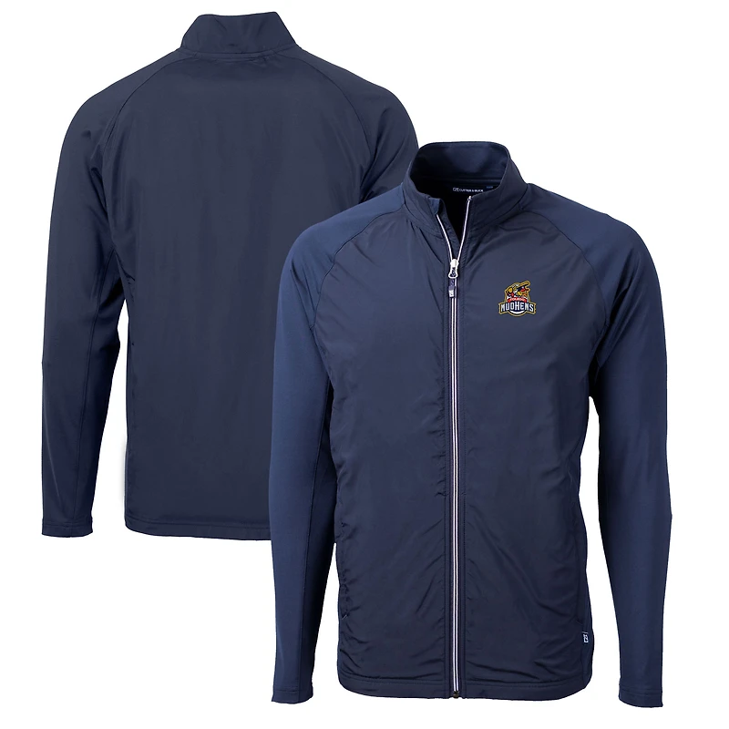 Men's Cutter & Buck Navy Toledo Mud Hens Adapt Eco Knit Hybrid Recycled Full-Zip Jacket
