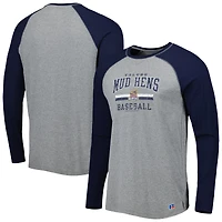 T-shirt de baseball à manches longues Toledo Mud Hens bleu marine/gris chiné pour homme