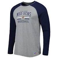 T-shirt de baseball à manches longues Toledo Mud Hens bleu marine/gris chiné pour homme