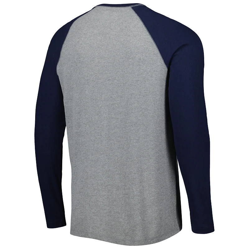 T-shirt de baseball à manches longues Toledo Mud Hens bleu marine/gris chiné pour homme