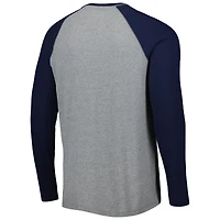 T-shirt de baseball à manches longues Toledo Mud Hens bleu marine/gris chiné pour homme