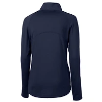Women's Cutter & Buck Navy Toledo Mud Hens Adapt Eco Knit Stretch Recycled Half-Zip Top