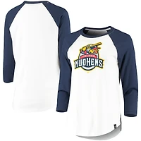 Women's Under Armour Navy/White Toledo Mud Hens Three-Quarter Sleeve Baseball T-Shirt