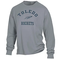 Men's ComfortWash Gray Toledo Rockets Arch Logo Garment Dyed Long Sleeve T-Shirt