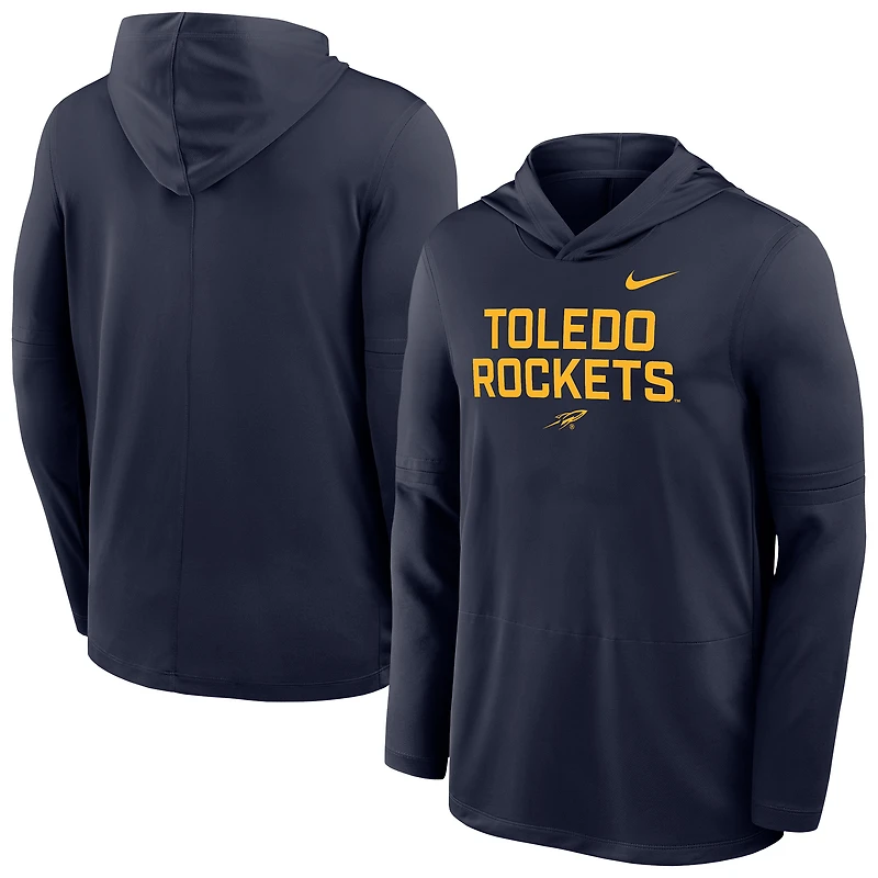Haut à capuche léger Nike bleu marine Toledo Rockets Sideline Dri-FIT pour homme