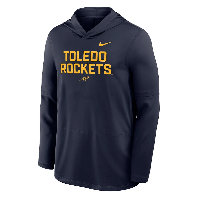 Haut à capuche léger Nike bleu marine Toledo Rockets Sideline Dri-FIT pour homme