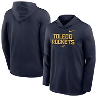 Haut à capuche léger Nike bleu marine Toledo Rockets Sideline Dri-FIT pour homme