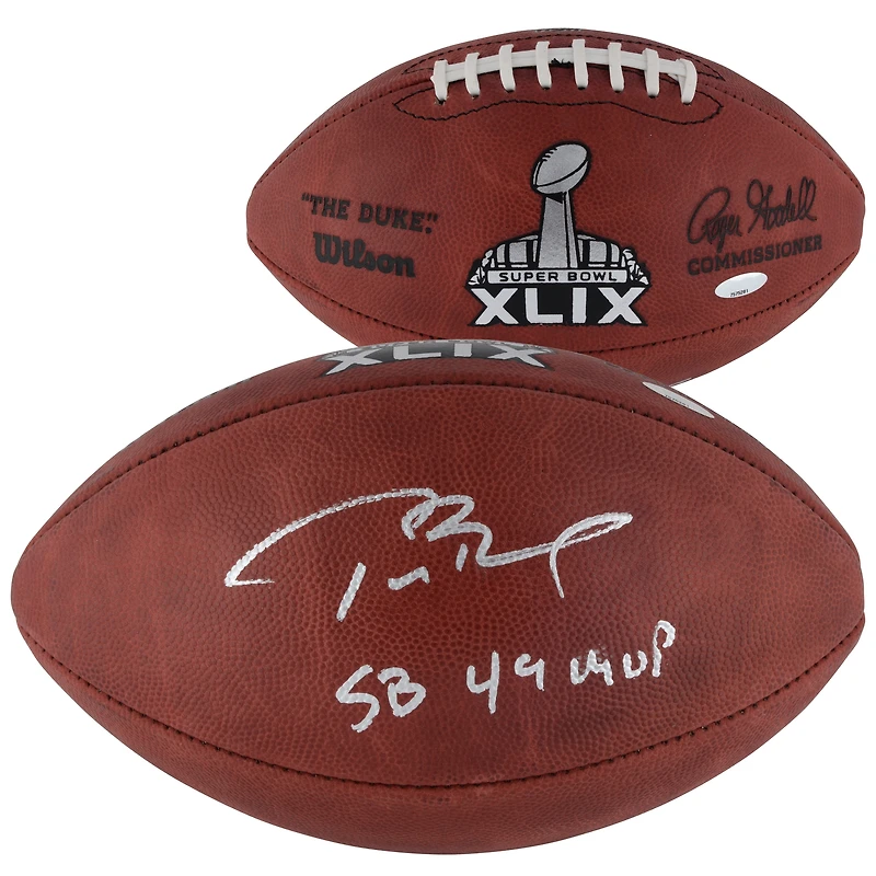 Tom Brady New England Patriots autographié Super Bowl XLIX Champions Pro Football avec inscription SB 49 MVP