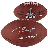 Tom Brady New England Patriots autographié Super Bowl XLIX Champions Pro Football avec inscription SB 49 MVP