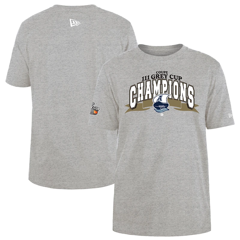 T-shirt gris New Era pour homme des Toronto Argonauts, champions de la 111e Coupe Grey