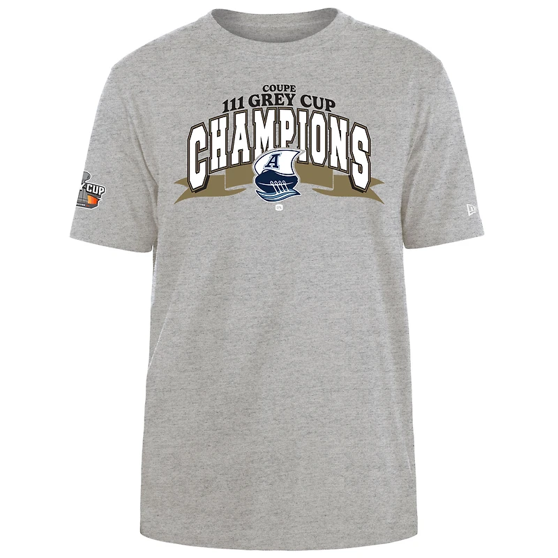T-shirt gris New Era pour homme des Toronto Argonauts, champions de la 111e Coupe Grey