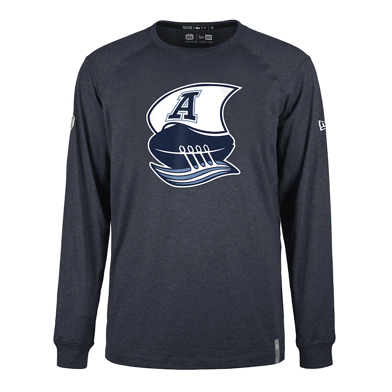 T-shirt à manches longues 5th & Ocean by New Era pour homme, bleu marine, Toronto Argonauts Sideline Thrive Performance