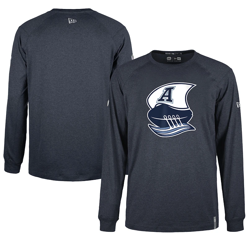 T-shirt à manches longues 5th & Ocean by New Era pour homme, bleu marine, Toronto Argonauts Sideline Thrive Performance