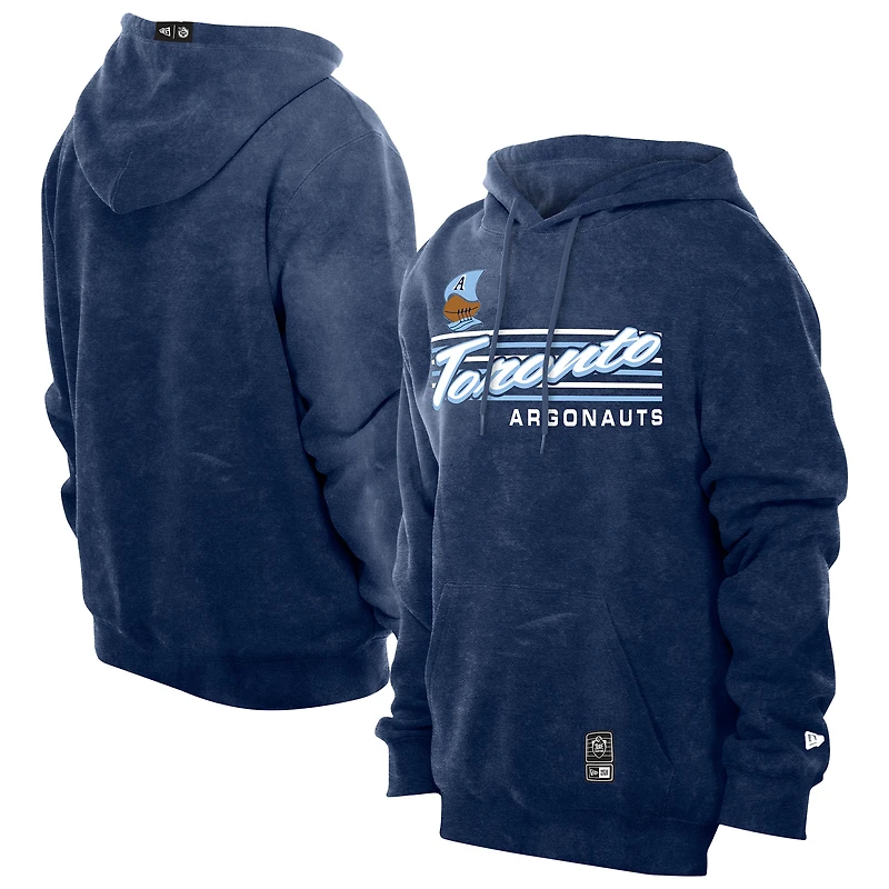 Men's New Era Navy Toronto Argonauts Turf Traditions Mineral Wash Vintage Fleece Hoodie