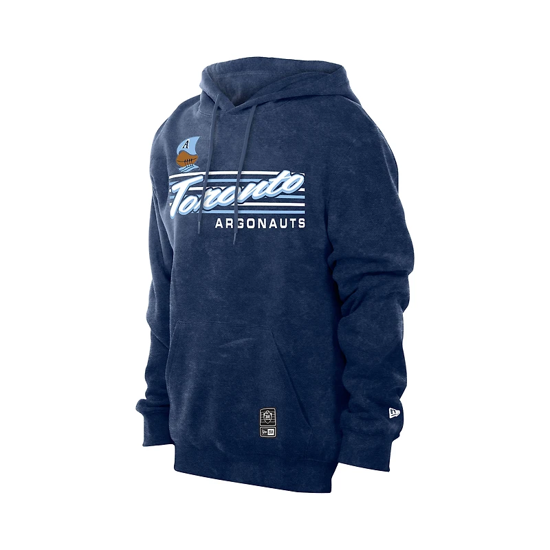 Men's New Era Navy Toronto Argonauts Turf Traditions Mineral Wash Vintage Fleece Hoodie
